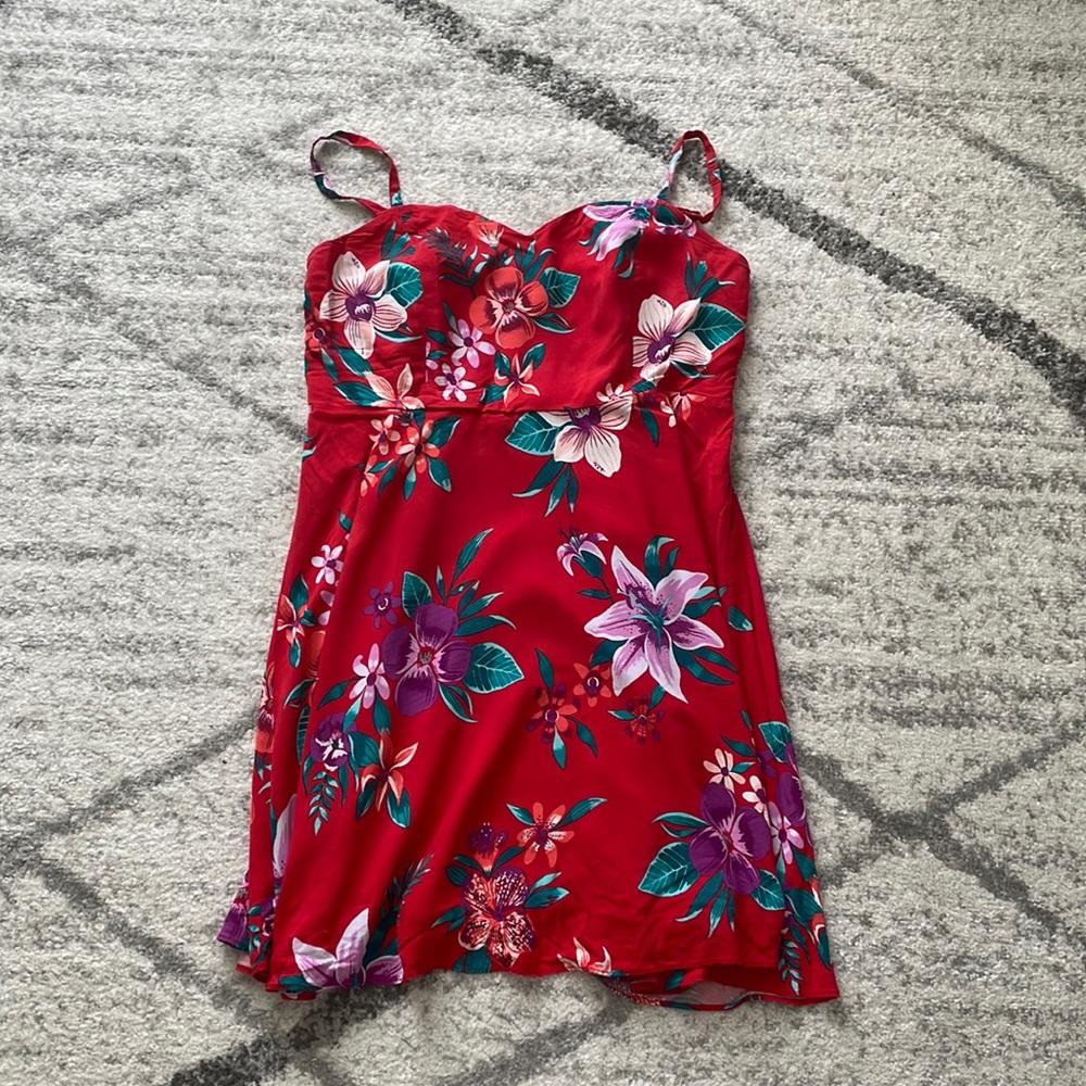 Old Navy Red Floral Dress (XL)